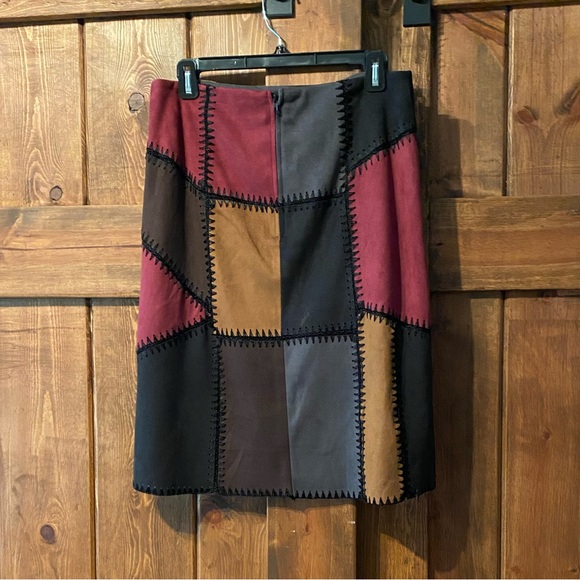 Vintage Context by Lord and Taylor Faux Suede Patchwork Skirt - Picture 3 of 4